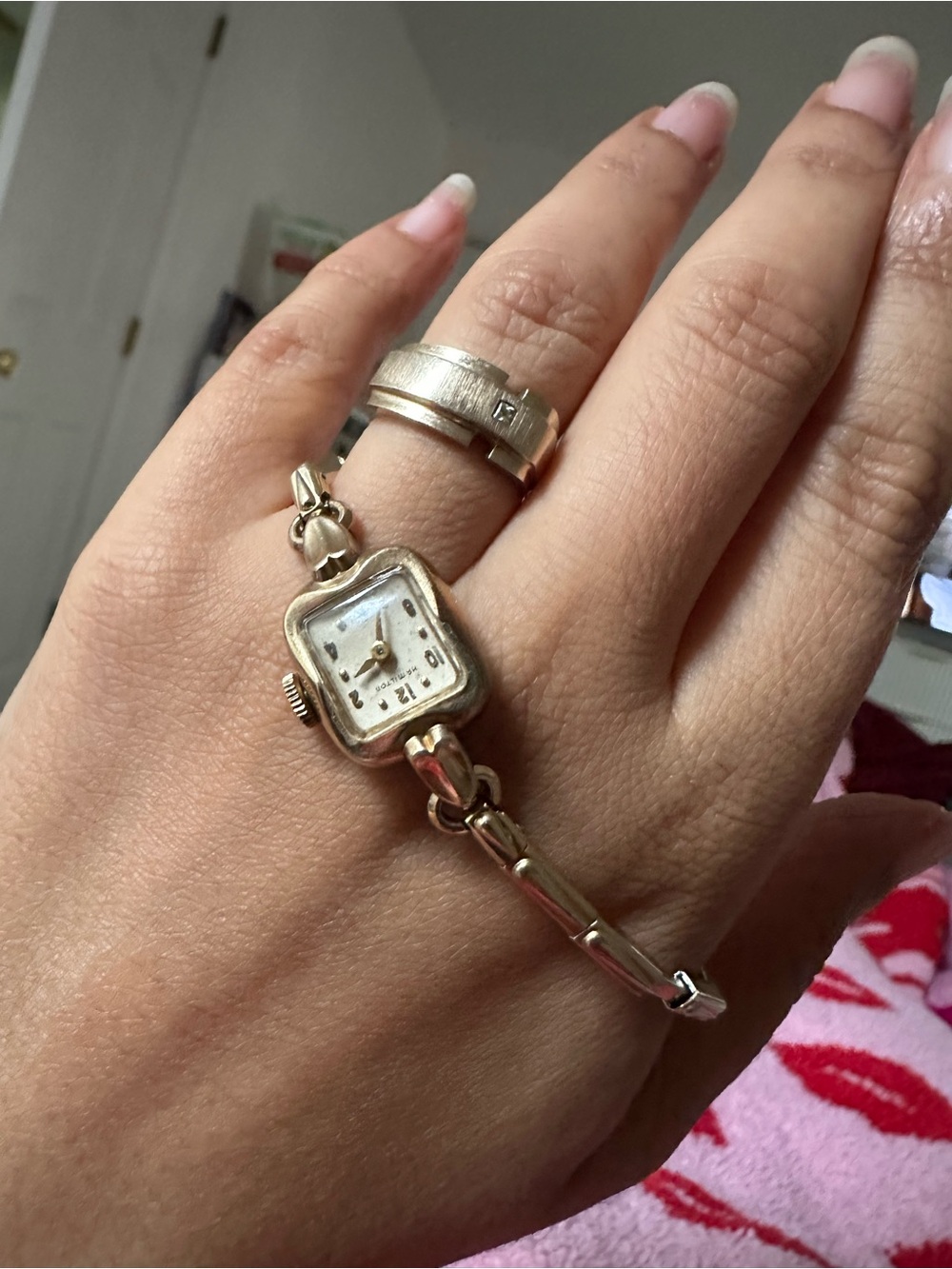Hamilton Vintage Gold Ladies Bracelet Watch - Square Face